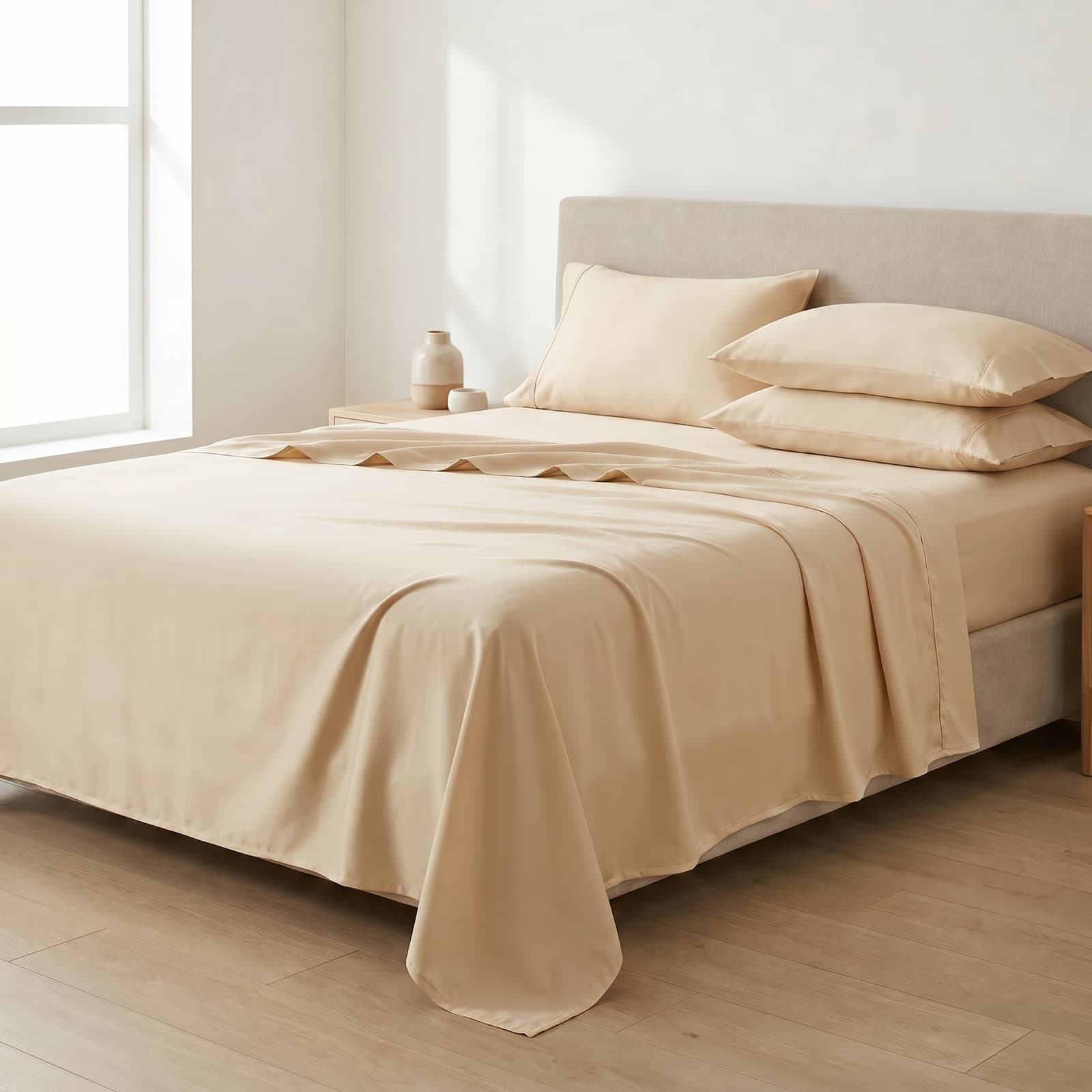 Egyptian Cotton Sateen Sheet Set - Sand